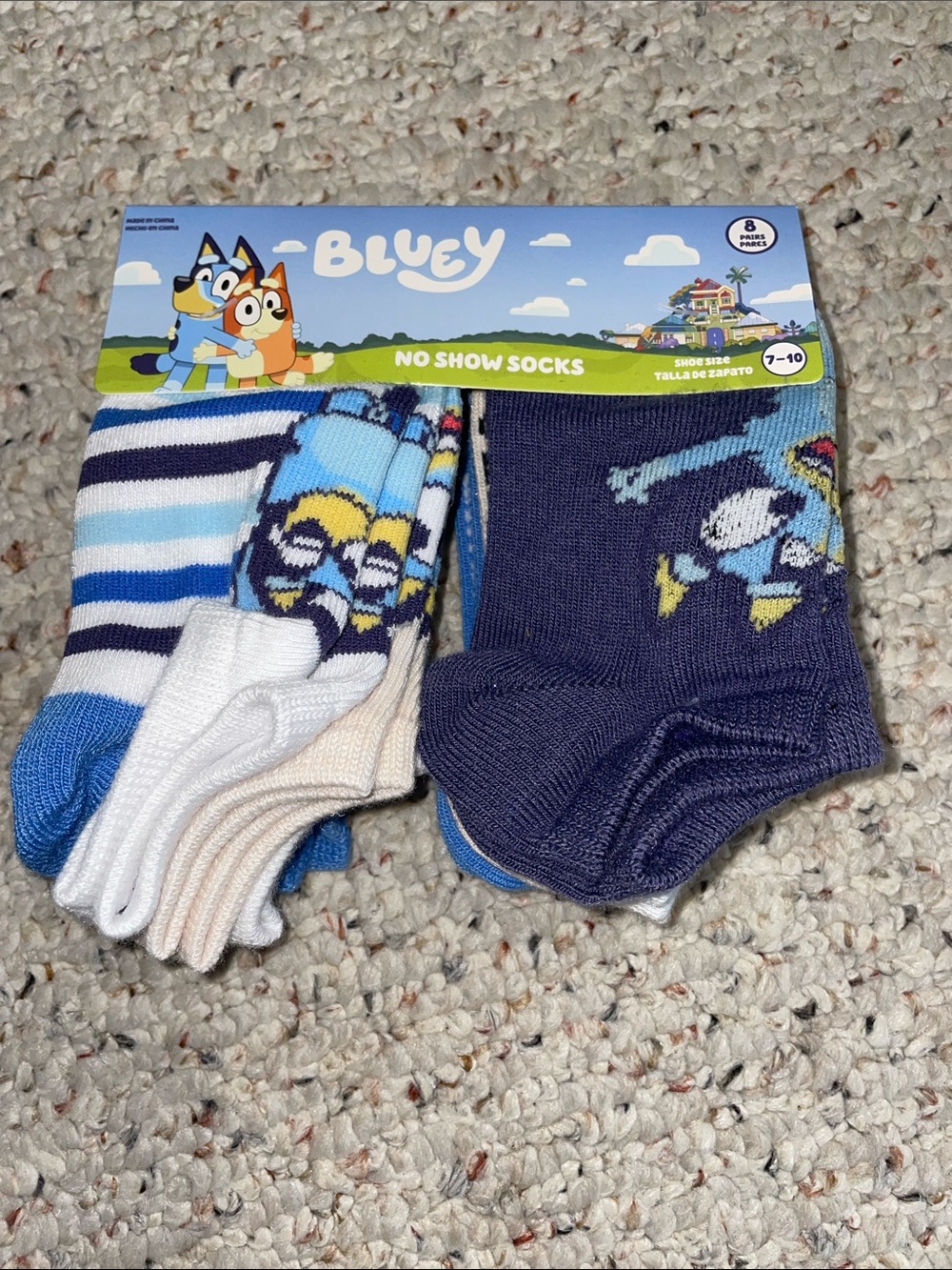Bluey Kids No-Show Socks - Blue Multi (Pack)